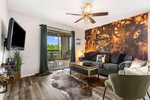 Condo, Multiple Beds, Patio, Mountain View (Best of Branson Duo) | Living area | 42-inch flat-screen TV with digital channels, fireplace - Best of Branson Duo - By Silver Dollar City (Branson)