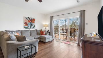 Condo, Multiple Beds, Balcony (Lakefront Sanctuary II ) | Living area | 42-inch flat-screen TV with digital channels, fireplace