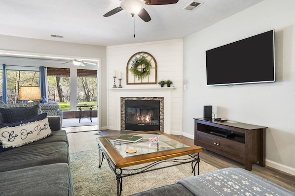 Condo, Multiple Beds, Fireplace | Living area - Lakefront Paradise at the Pointe (Branson)