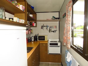 Fridge, microwave, oven, electric kettle
