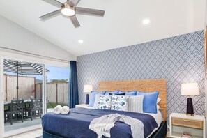 3 bedrooms, desk, iron/ironing board, travel cot
