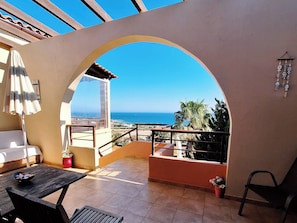 Terrace/patio - Dreamy South Sea View Villa Residence with Pool - Upper Level (Frangokastello)