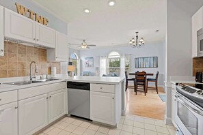 Fridge, microwave, stovetop, dishwasher