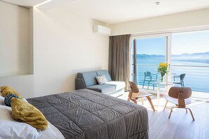 Premium-studiosuite - balkon - havudsigt | Egyptiske bomuldslagner, premium-sengetøj