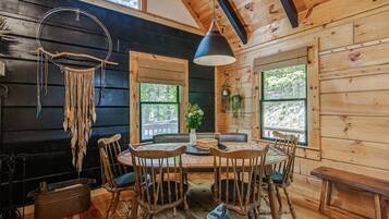 Cabin, Multiple Beds, Hot Tub | Dining