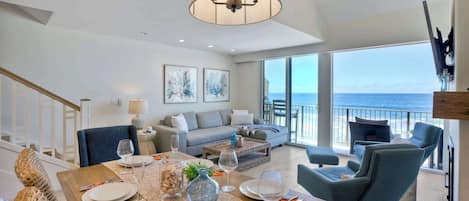 Condo, Multiple Beds, Balcony, Ocean View (Seaside Sunset) | Living area