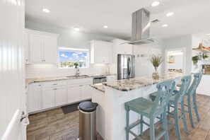 House, Multiple Beds, Patio, Ocean View (The Reserve At Park Place) | Private kitchen - Ocean Views Optional Golf Cart Sleeps 14 (Port Aransas)