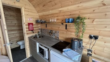 Réfrigérateur, micro-ondes, plaque de cuisson, bouilloire électrique