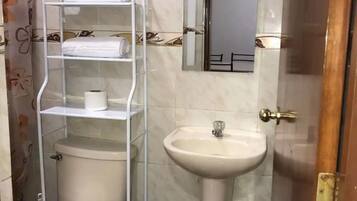 Shower, soap, shampoo, toilet paper