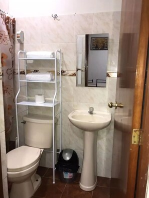 Shower, soap, shampoo, toilet paper