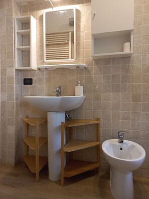 Hair dryer, towels, toilet paper