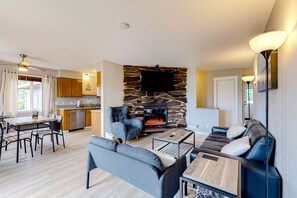 TV, fireplace, DVD player, streaming services