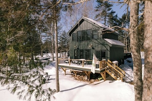 Deck view - Four-Season Luxury Lakefront Cabin Close to Camden and Rockland (Hope)