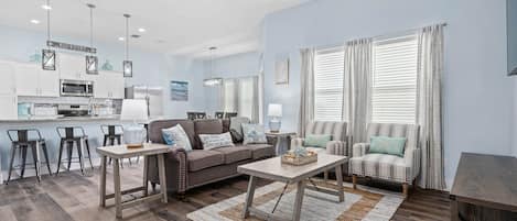 House, Multiple Beds, Patio, Partial Sea View | Living area | TV