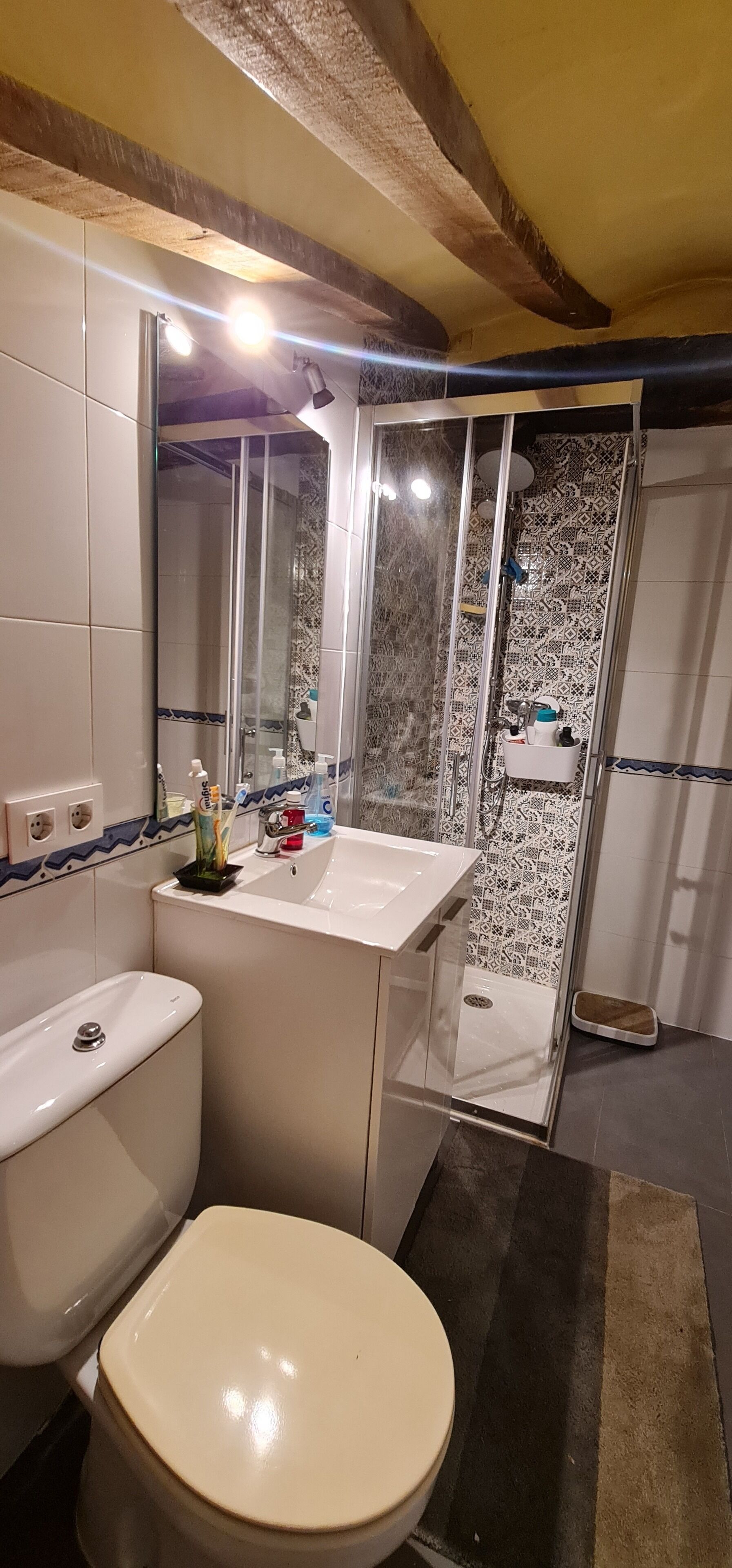Regadera, secadora de cabello, bidet, toallas 