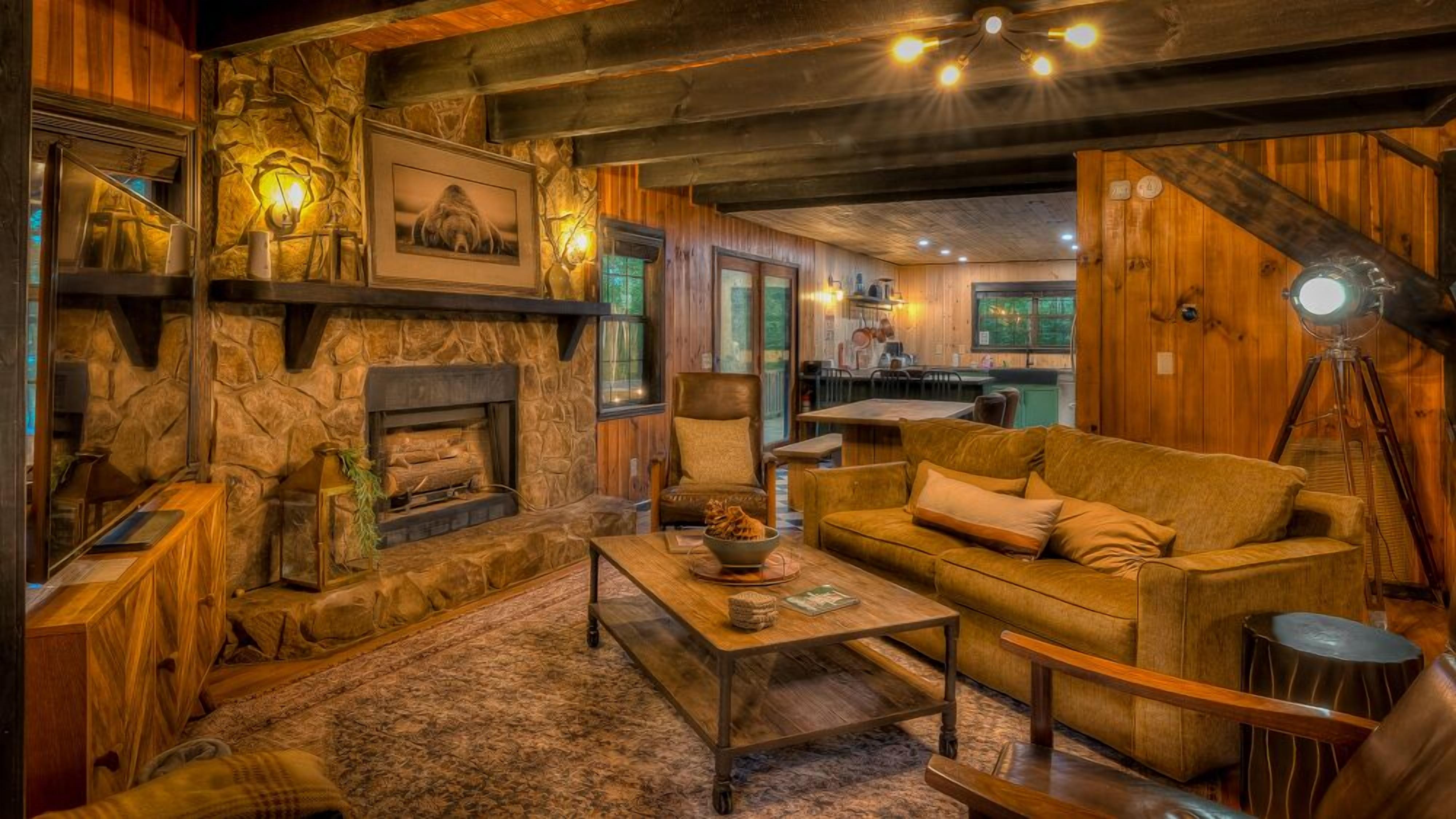 Smart TV, fireplace, video games, foosball