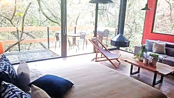 Televisión LED, chimenea, Netflix, servicios de streaming