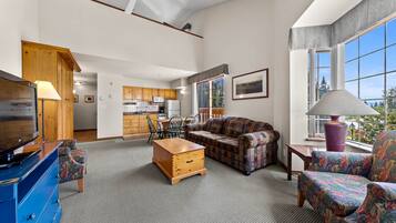 Televisión, chimenea, reproductor de DVD