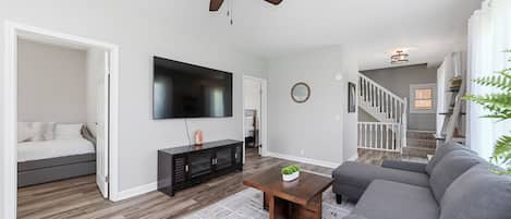 Smart TV, fireplace, video games