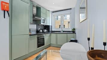 Fridge, microwave, oven, dishwasher