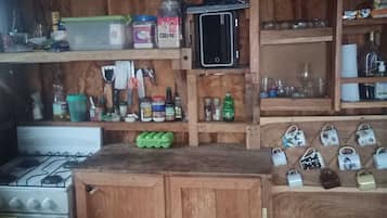 Fridge, oven, stovetop, cookware/dishes/utensils