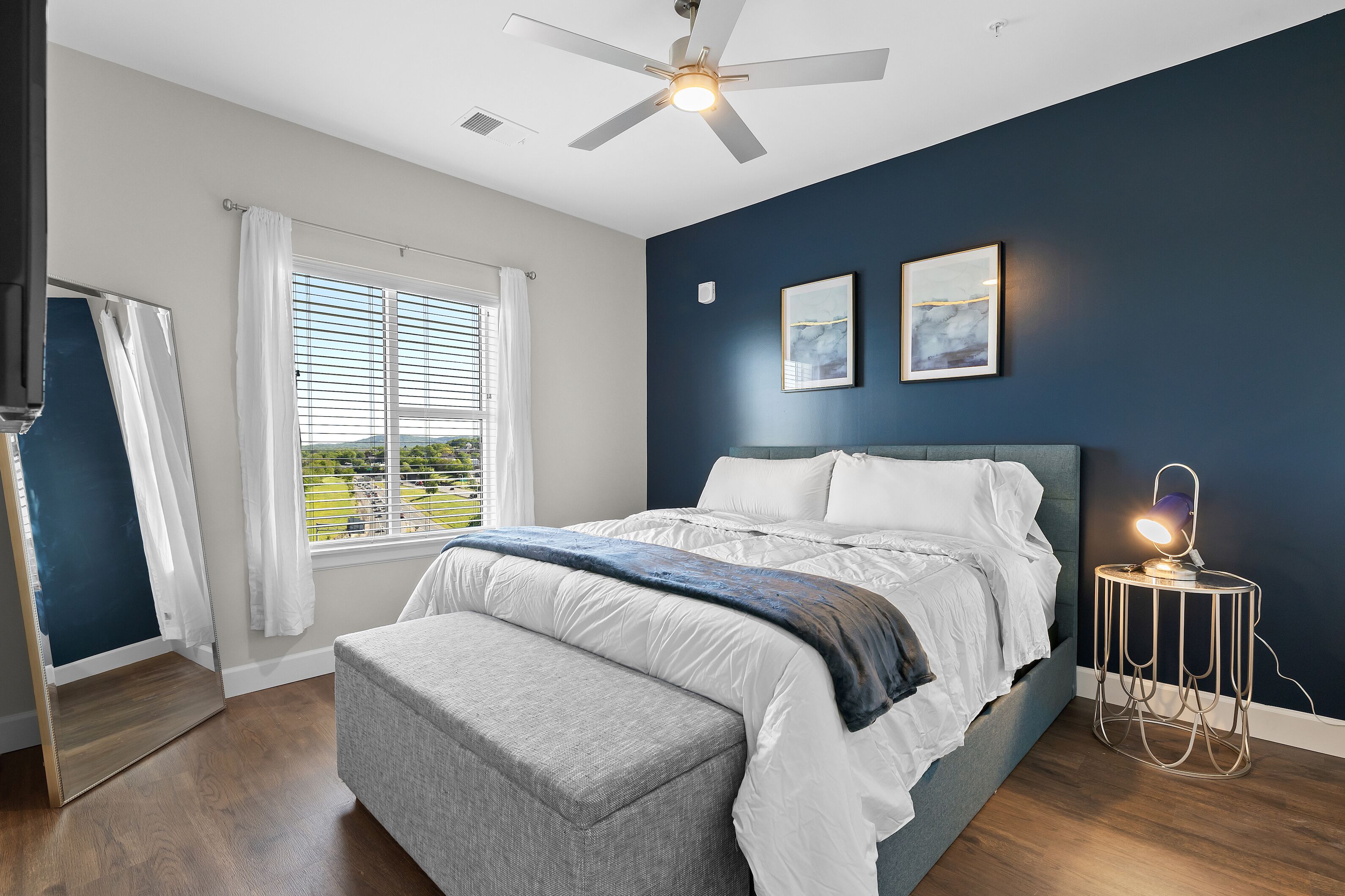 2 bedrooms, blackout curtains, iron/ironing board, free WiFi