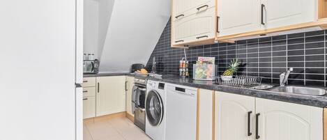 Fridge, microwave, oven, dishwasher