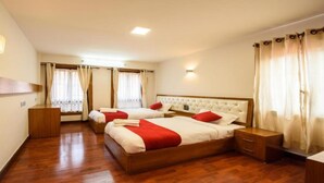 A hotel room with two beds, wooden flooring, and a modern design. - MeroStay 161 SN HOTEL (Lalitpur)