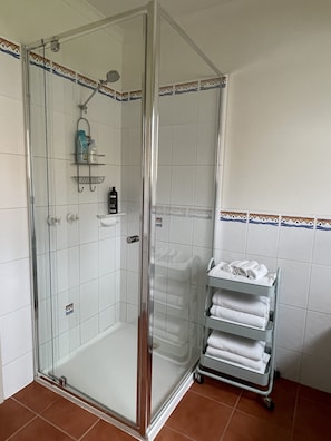 Haartrockner, Handtücher, Seife, Shampoo