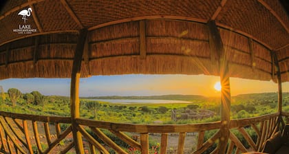 Amazing Lake view with Flamingos on Lake Munyanyange