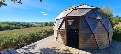 Roulotte et Spa, vue sur les Pyrénées à Puymaurin