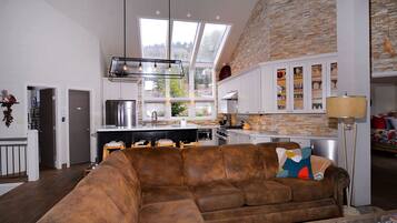 Télévision, cheminée, espaces bureaux