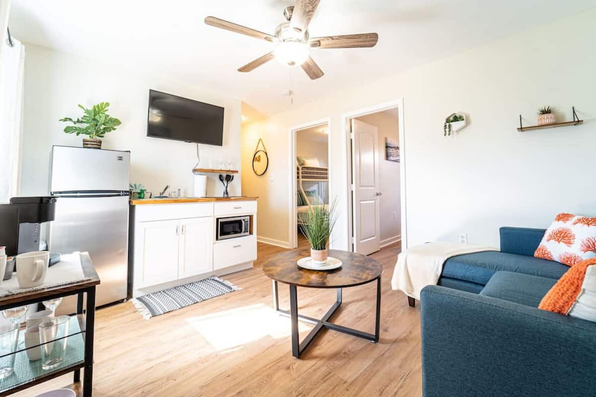 Room, Kitchenette | 1 bedroom, desk, blackout curtains, iron/ironing board