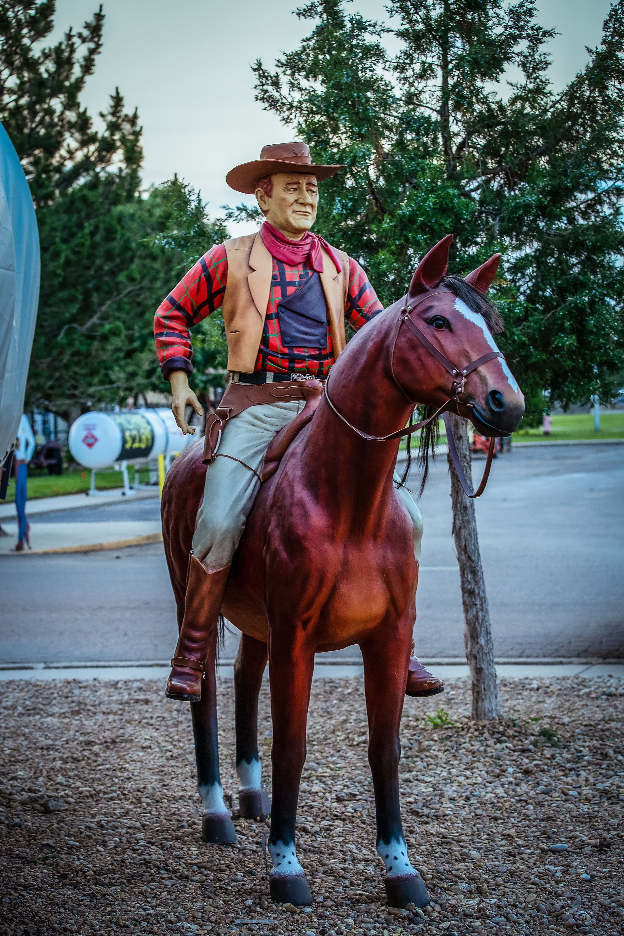 A statue of a person on a horse.