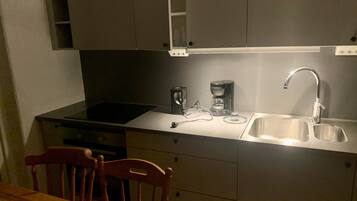 Apartment, 2 Twin Beds | Private kitchen | Fridge, microwave, oven, stovetop