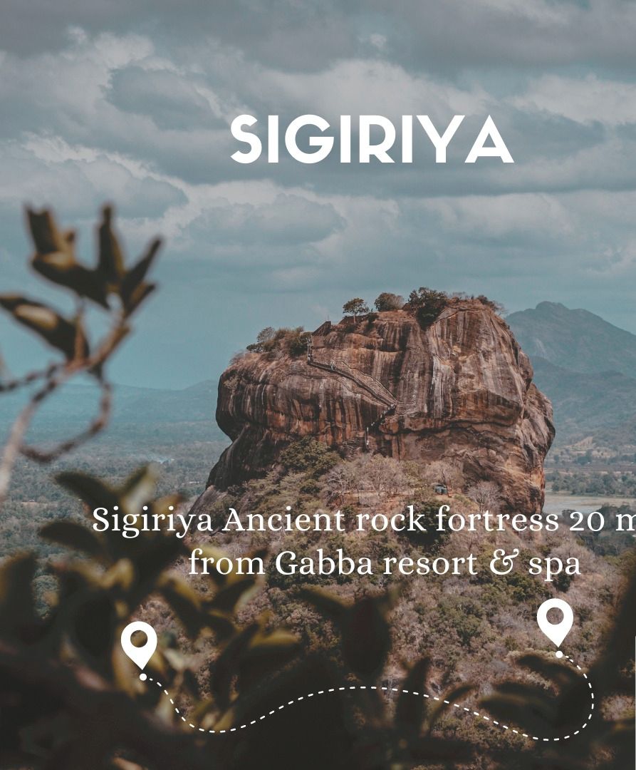 A rock fortress named Sigiriya, located 20 minutes from Gabba resort & spa.