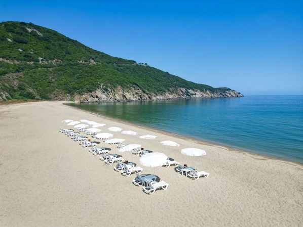 Private beach, white sand