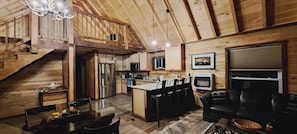 TV, fireplace