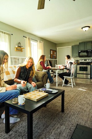 Télévision, cheminée, baby-foot, espaces bureaux