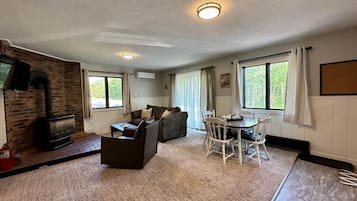 TV, fireplace, foosball, offices