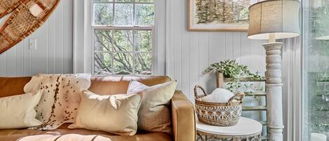 TV connectée, cheminée, livres