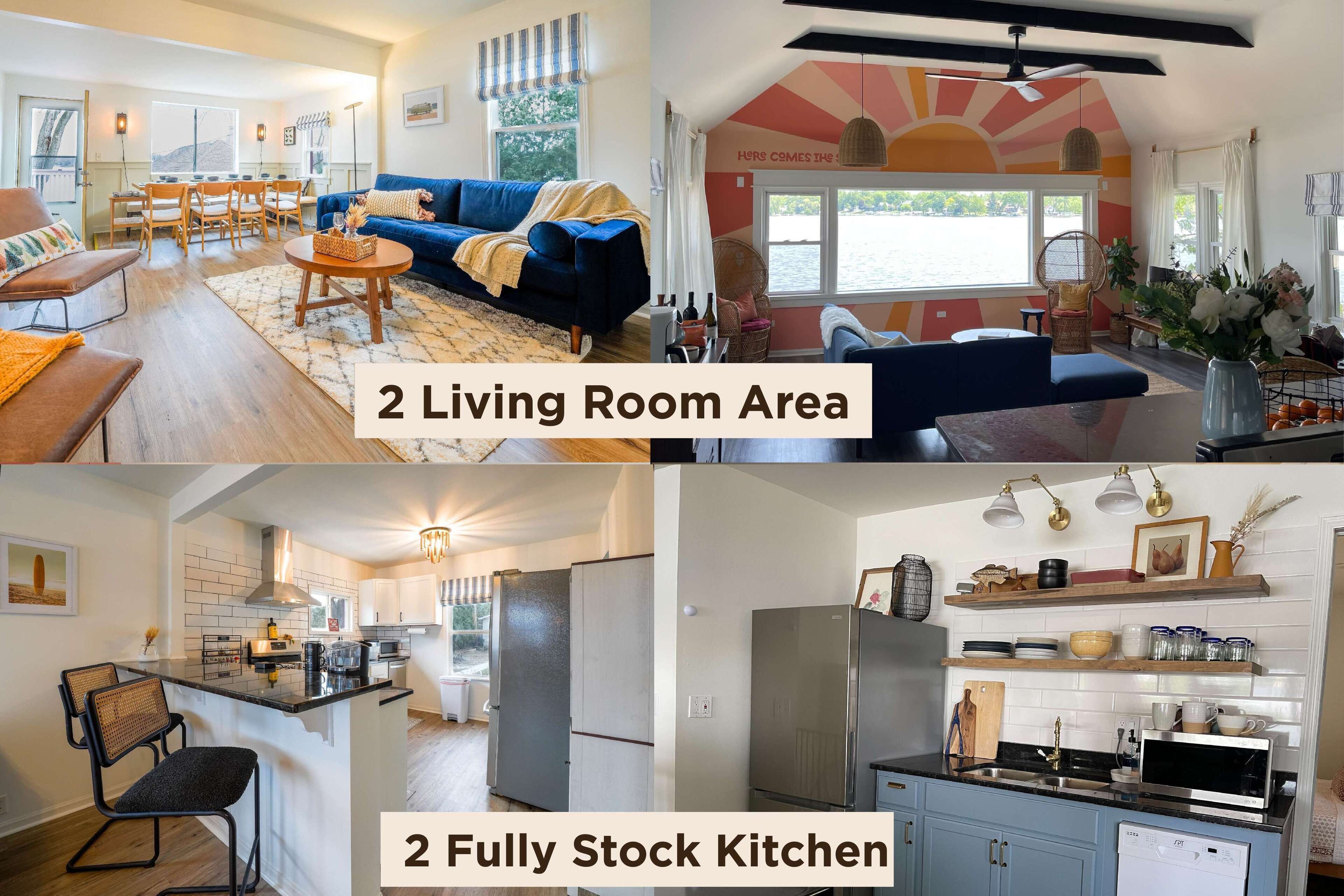 Newly Renovated 2 Lakefront Cottages with Pontoon Boat, Dog Friendly