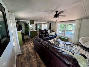 Living area - NEW LIST - Canoe 22 is a Cozy 3-bedroom cabin w/Hot Tub with Lake views. (Cookson)