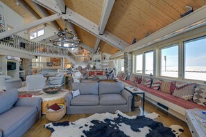 TV, fireplace, offices - Cora Home w/ Mountain Views - Fishing On-Site! (Cora)