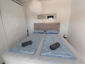 1 bedroom, iron/ironing board, travel crib, free WiFi