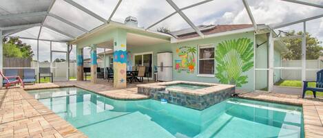 Piscine extérieure, piscine chauffée