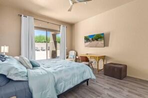 3 bedrooms, desk, iron/ironing board, travel crib