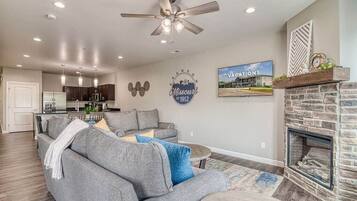 TV, fireplace, offices