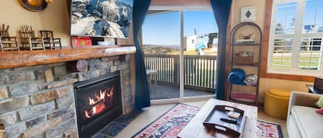 TV, fireplace