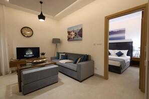 One Bedroom Apartment with Balcony and Partial Sea View (2+2) | Living area - Bellezza Resort & SPA (Morinj)